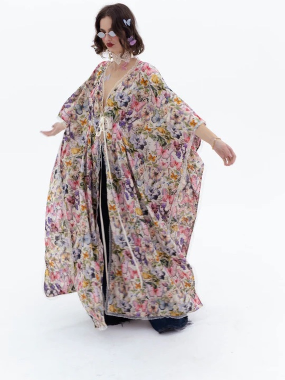 Selkie Floral butterfly 🦋 Kimono in Pastel Pink and Purple